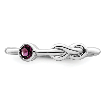 Sterling Silver Rh-Plated Polished Circle Rhodolite Garnet Infinity Ring