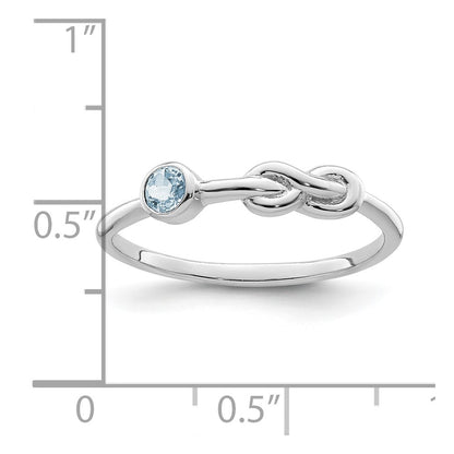 Sterling Silver Rhodium-Plated Polished Infinity Aquamarine Ring