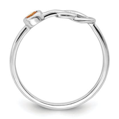 Sterling Silver Rhodium-Plated Polished Infinity Citrine Ring