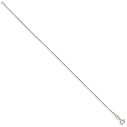 9 Inch Sterling Silver .8mm Box Chain Anklet