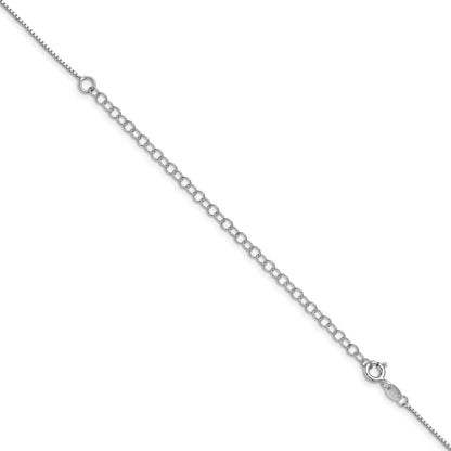 22 Inch Sterling Silver Rhodium-Plated .9mm Box Chain With A 4 Extention