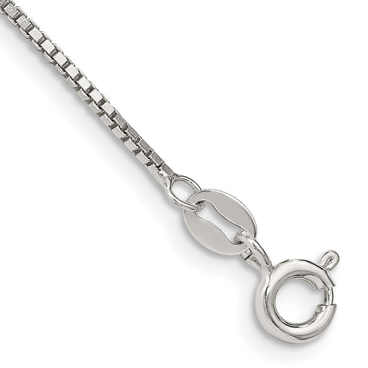 10 Inch Sterling Silver 1.1mm Box Chain Anklet