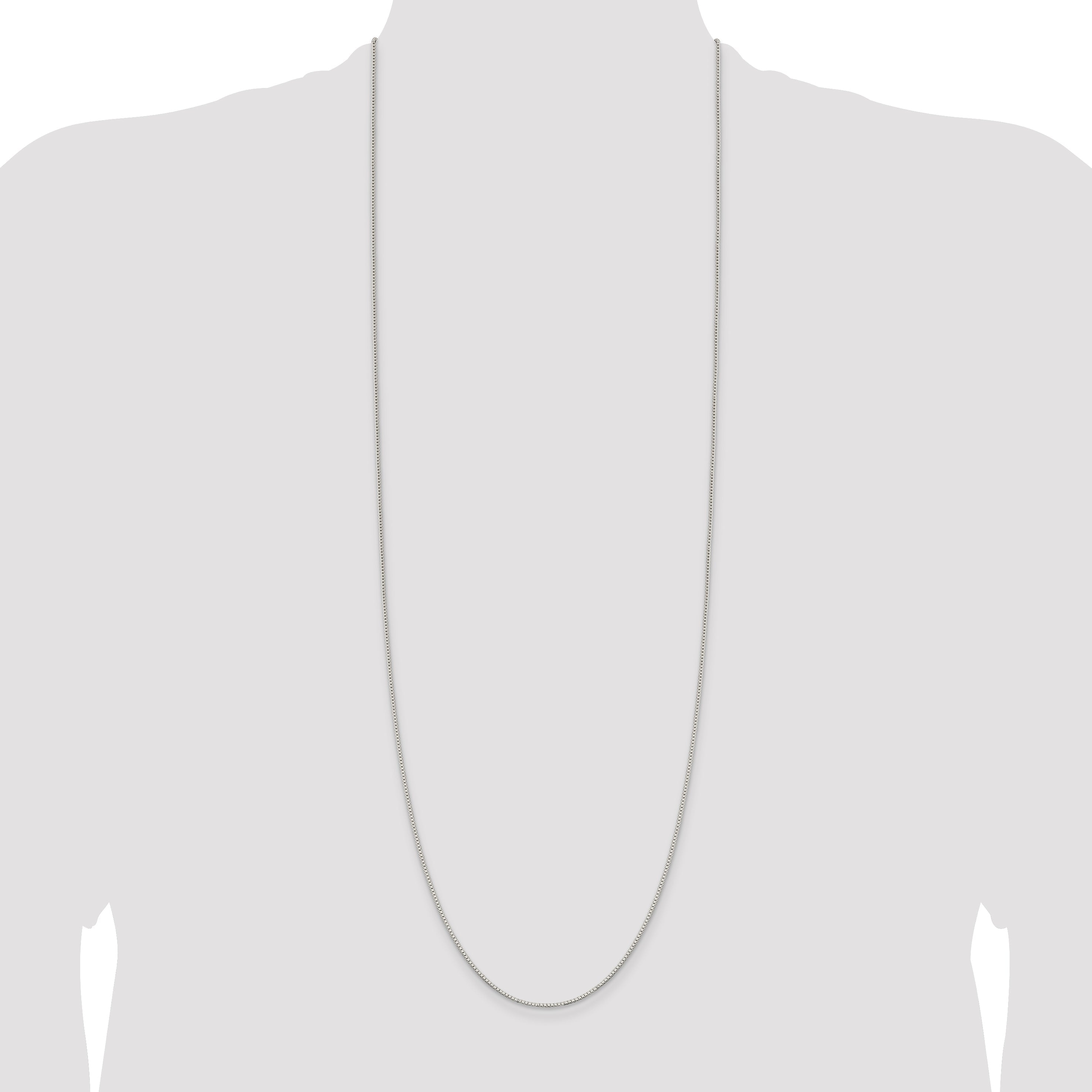 36 Inch Sterling Silver Rhodium-Plated 1.1mm Box Chain