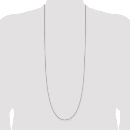 36 Inch Sterling Silver Rhodium-Plated 1.1mm Box Chain