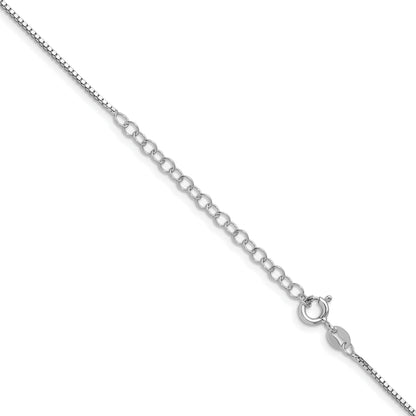 18 Inch Sterling Silver Rhodium-Plated 1.1mm Box Chain W/2In Ext.