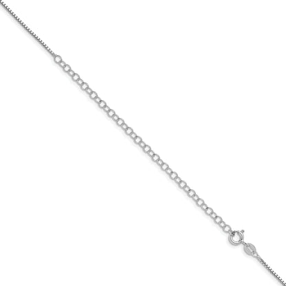22 Inch Sterling Silver Rhodium-Plated 1.1mm Box Chain W/4In Ext.