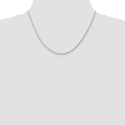 18 Inch Sterling Silver Rhodium-Plated 1.25mm Box Chain W/2In Ext.