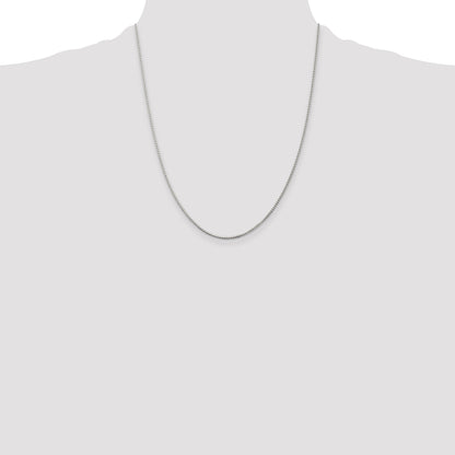 22 Inch Sterling Silver Rhodium-Plated 1.25mm Box Chain W/4In Ext.