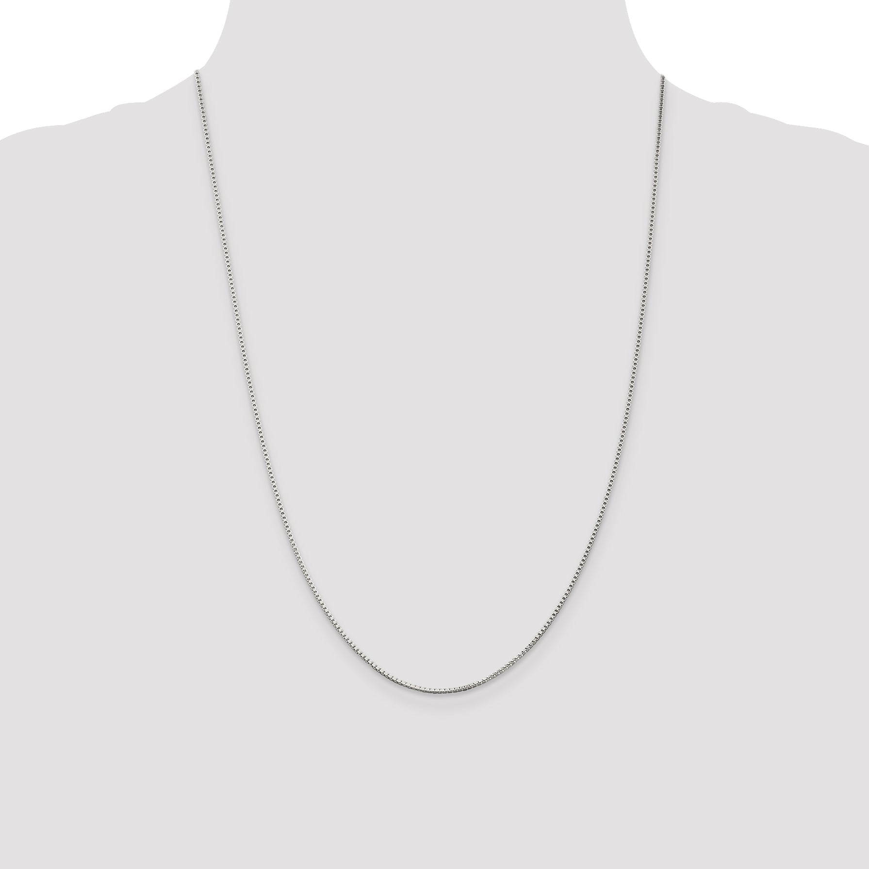 24 Inch Sterling Silver Rhodium-Plated 1.25mm Box Chain Necklace