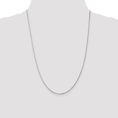 24 Inch Sterling Silver Rhodium-Plated 1.25mm Box Chain Necklace