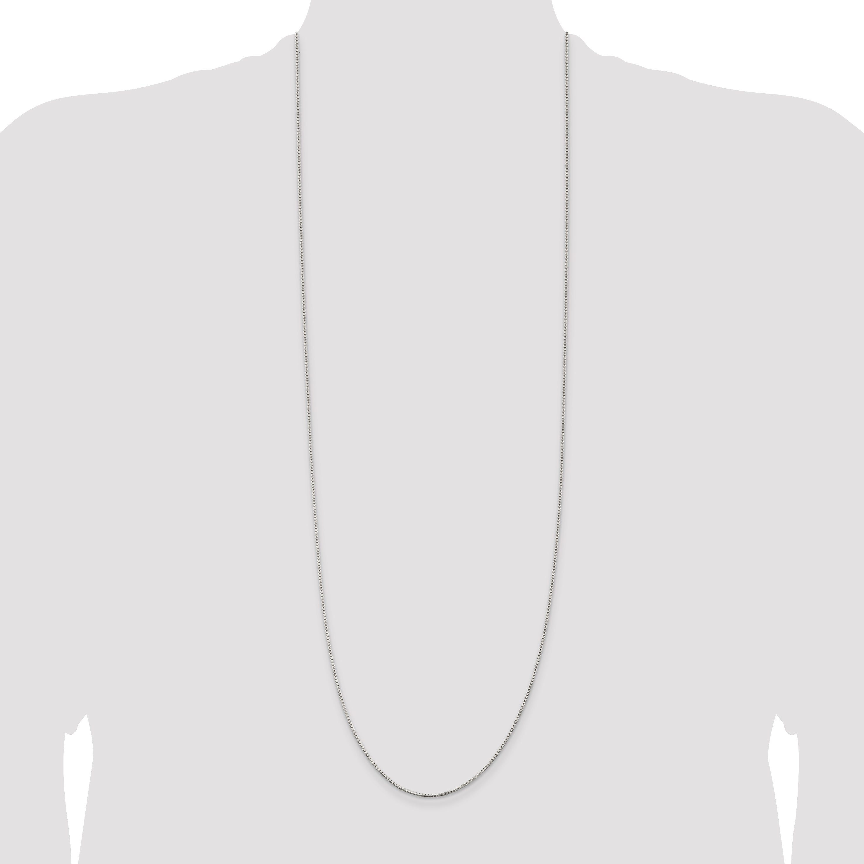 36 Inch Sterling Silver Rhodium-Plated 1.25mm Box Chain