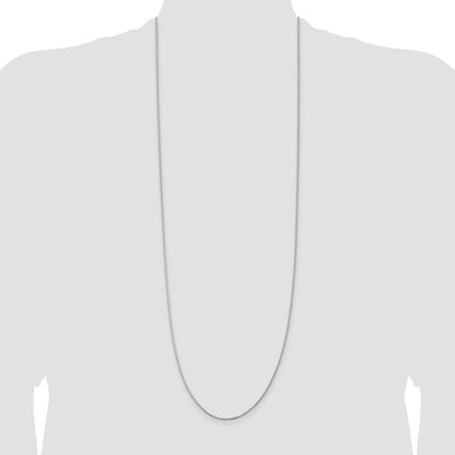 36 Inch Sterling Silver Rhodium-Plated 1.25mm Box Chain