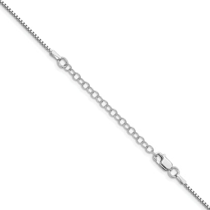 18 Inch Sterling Silver Rhodium-Plated 1.25mm Box Chain W/2In Ext.