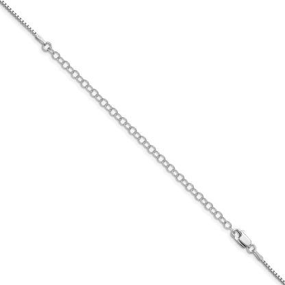 22 Inch Sterling Silver Rhodium-Plated 1.25mm Box Chain W/4In Ext.