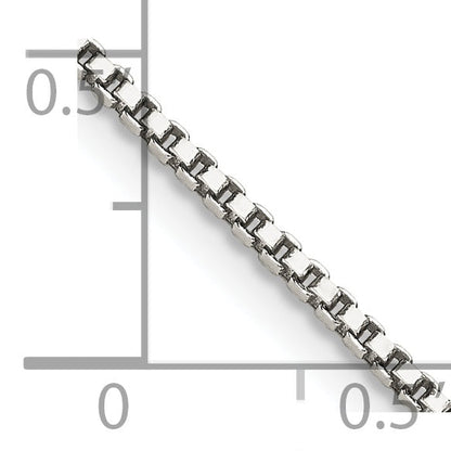 28 Inch Sterling Silver Rhodium-Plated 1.4mm Box Chain Necklace