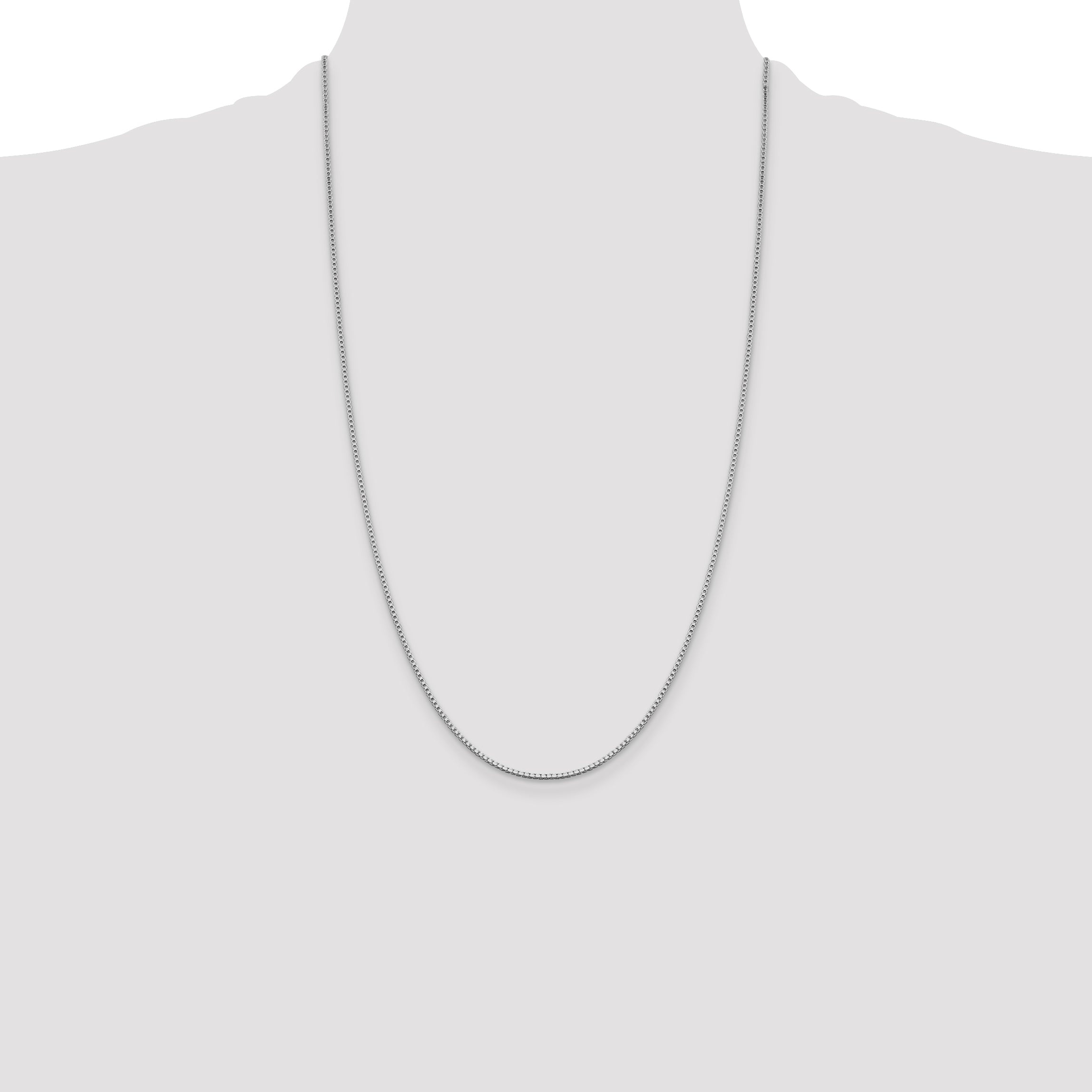26 Inch Sterling Silver Rhodium-Plated 1.4mm Box Chain Necklace