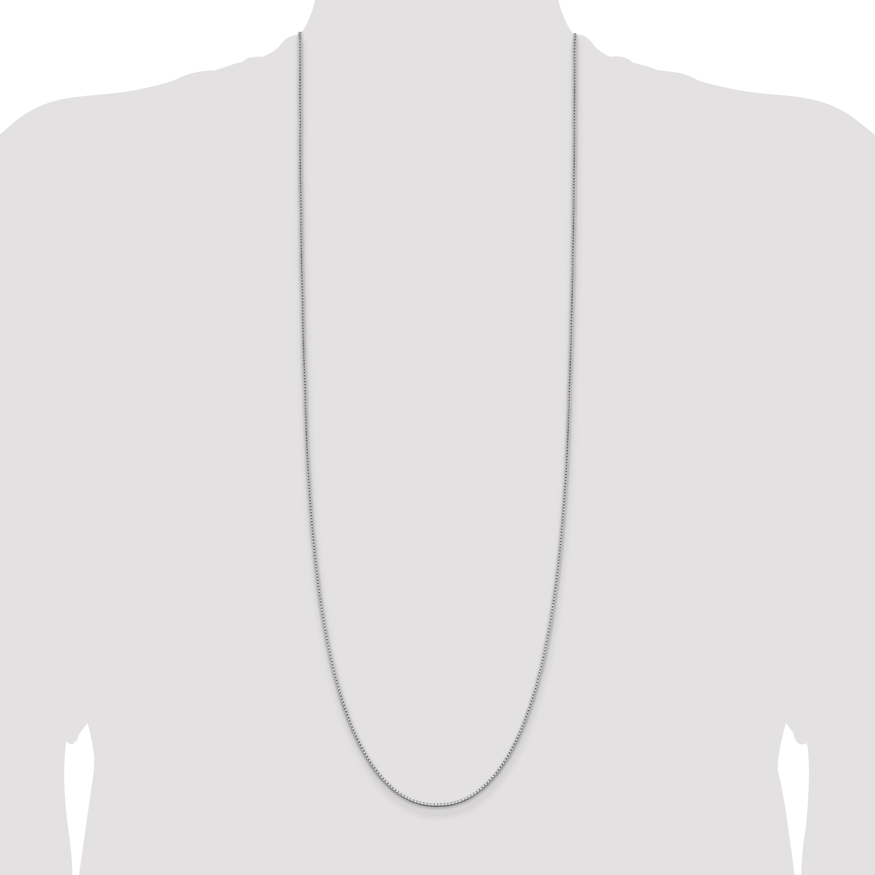 36 Inch Sterling Silver Rhodium-Plated 1.4mm Box Chain Necklace