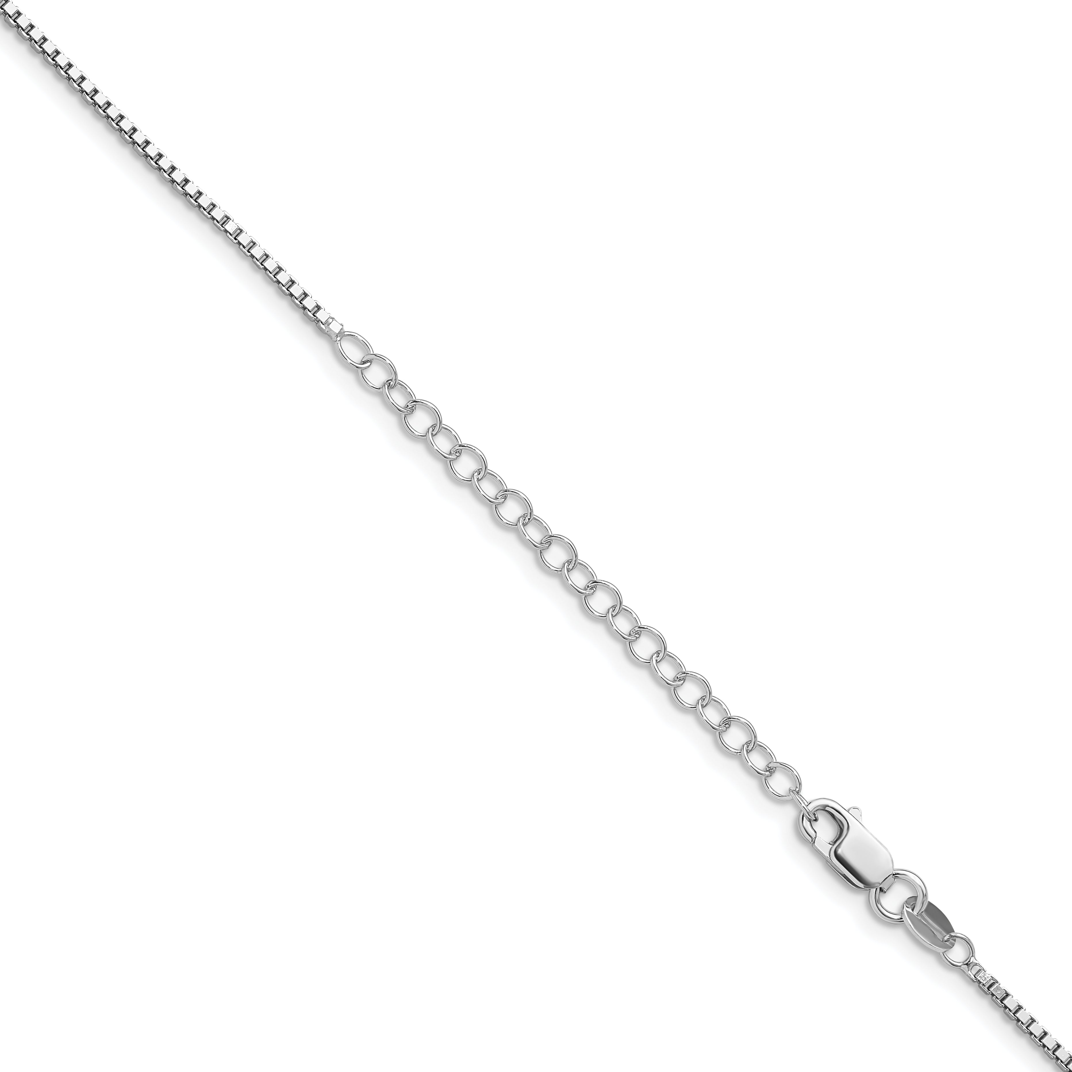 18 Inch Sterling Silver Rhodium-Plated 1.4mm Box Chain W/2In Ext.