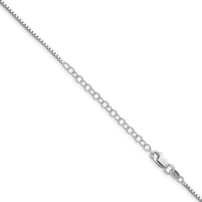 18 Inch Sterling Silver Rhodium-Plated 1.4mm Box Chain W/2In Ext.
