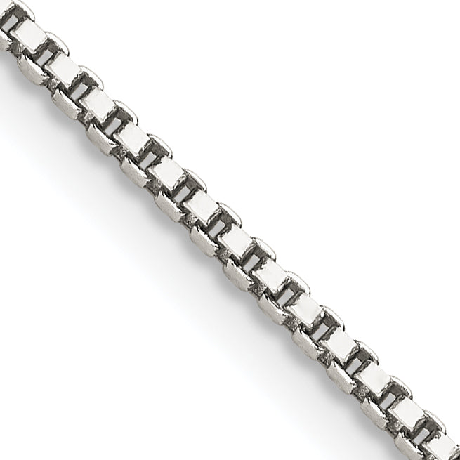 28 Inch Sterling Silver Rhodium-Plated 1.4mm Box Chain Necklace