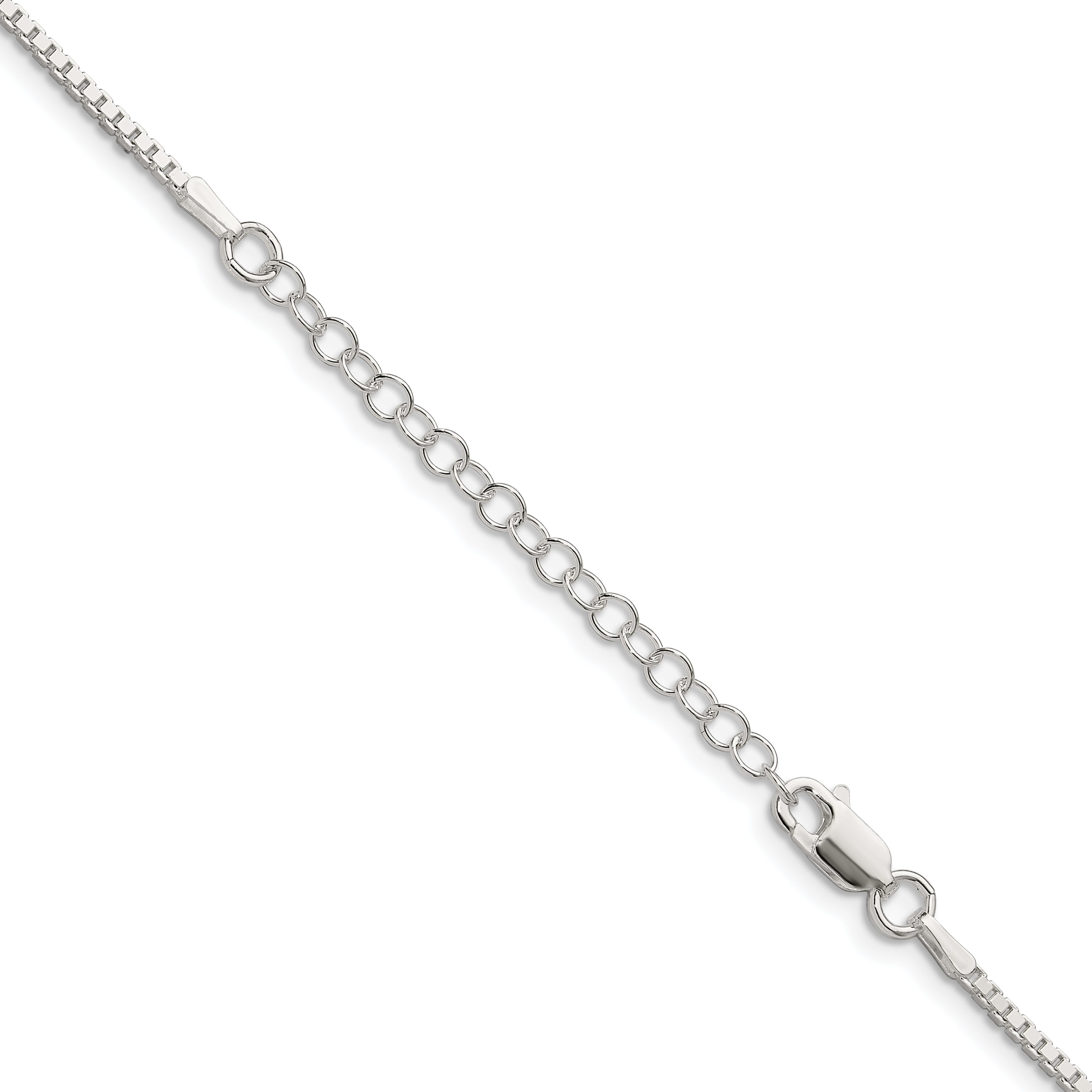 18 Inch Sterling Silver 1.5mm Box Chain W/2In Ext.