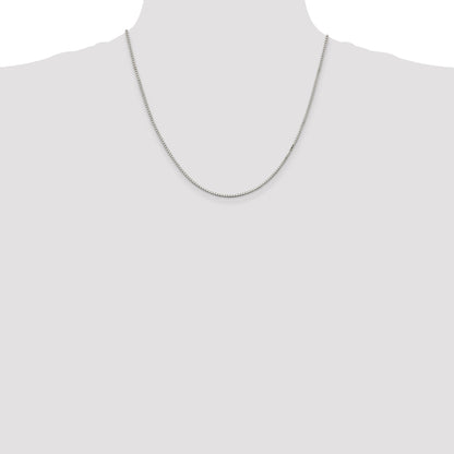 20 Inch Sterling Silver Rhodium-Plated 1.5mm Box Chain Necklace