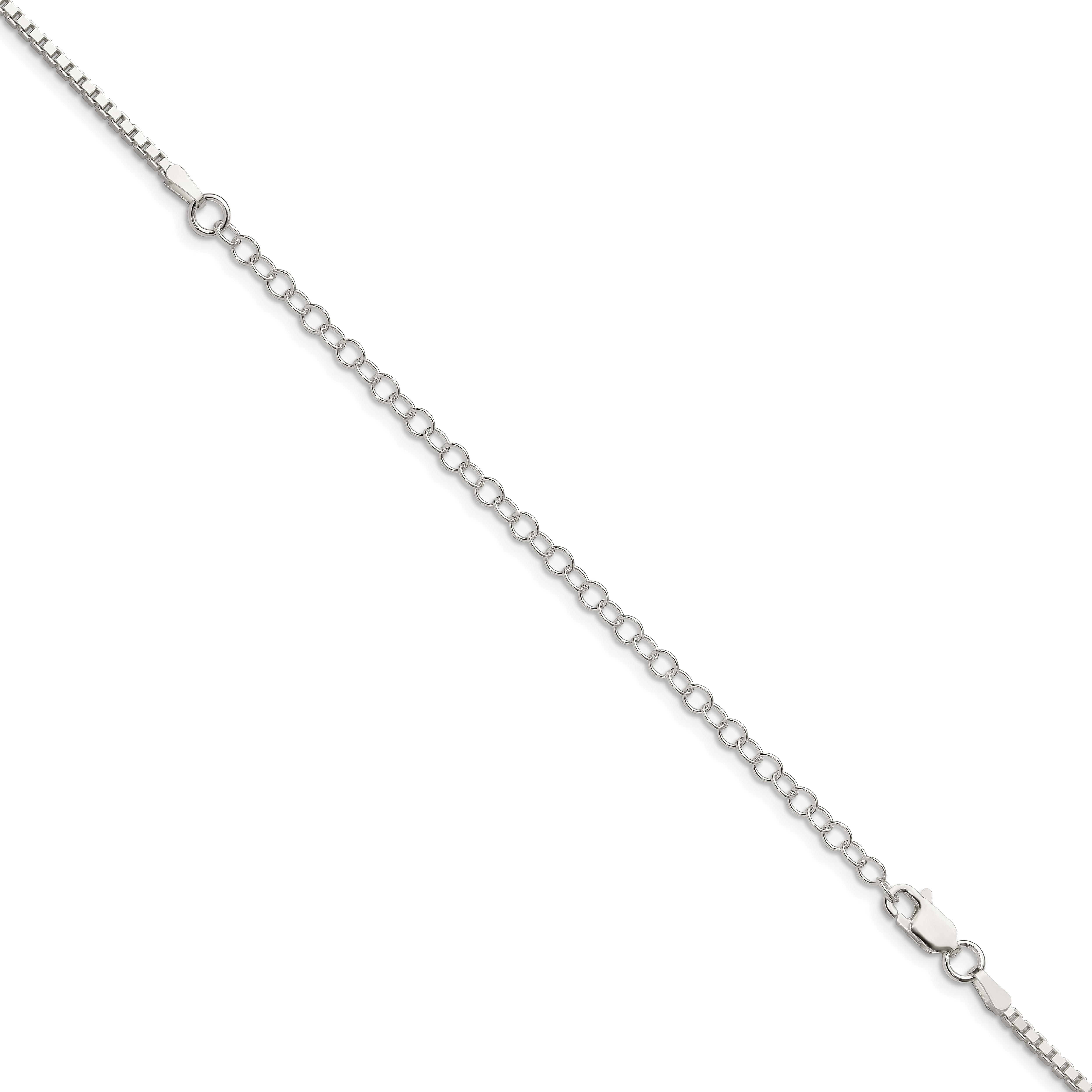 22 Inch Sterling Silver 1.75mm Box Chain W/4In Ext.