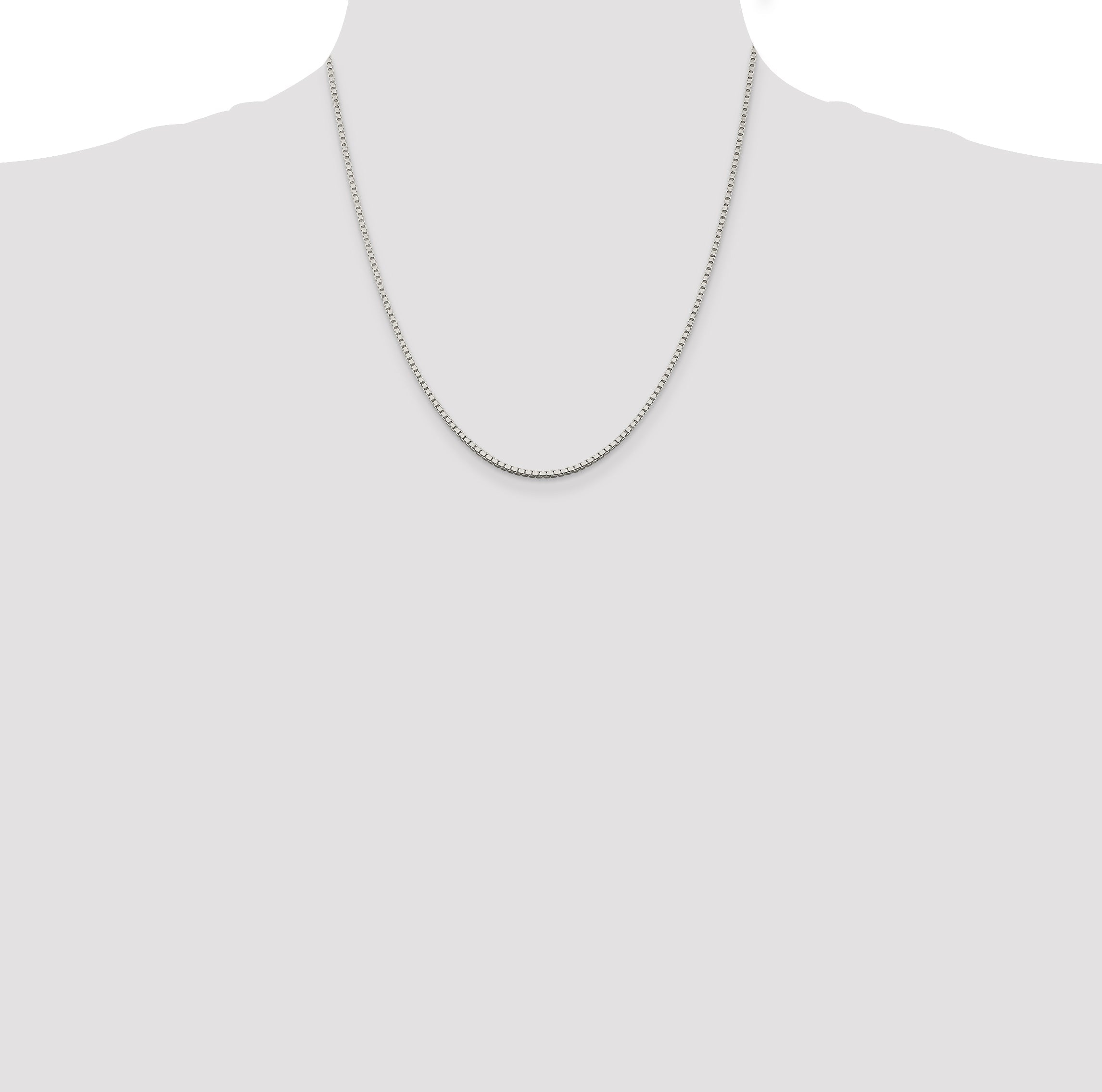 20 Inch Sterling Silver Rhodium-Plated 1.75mm Box Chain