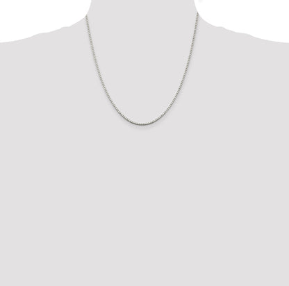 20 Inch Sterling Silver Rhodium-Plated 1.75mm Box Chain