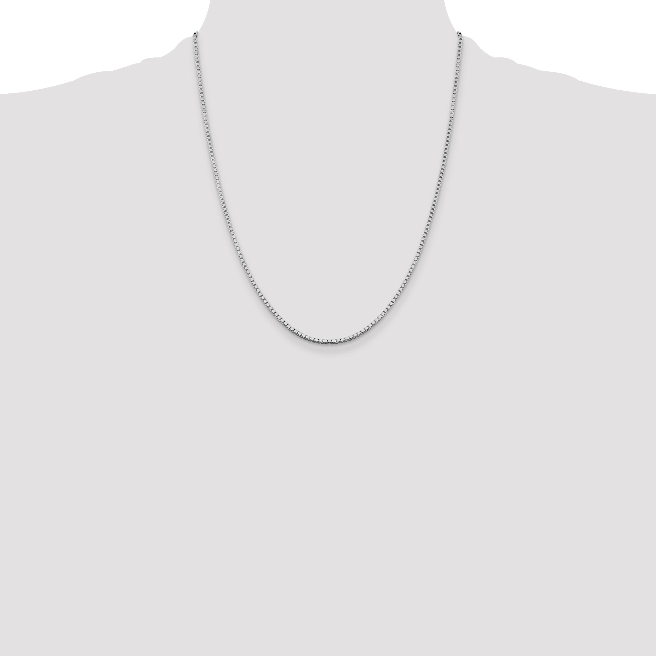 22 Inch Sterling Silver Rhodium-Plated 1.75mm Box Chain