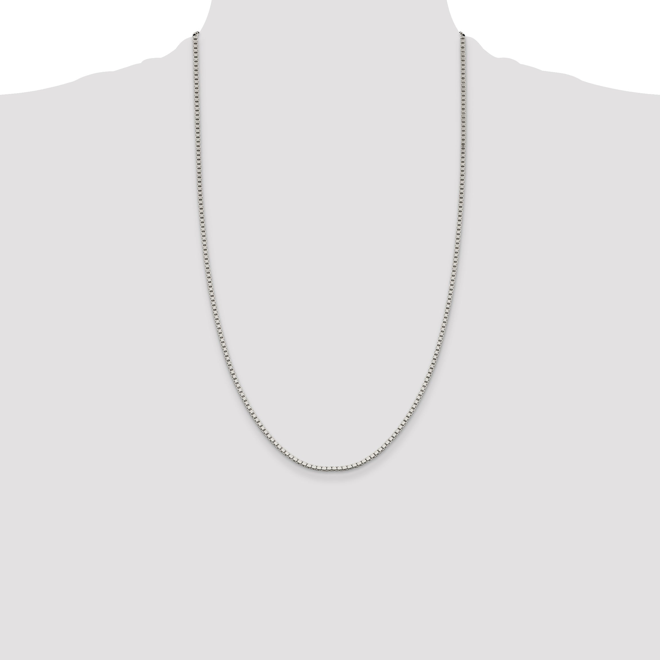26 Inch Sterling Silver 1.9mm Box Chain Necklace
