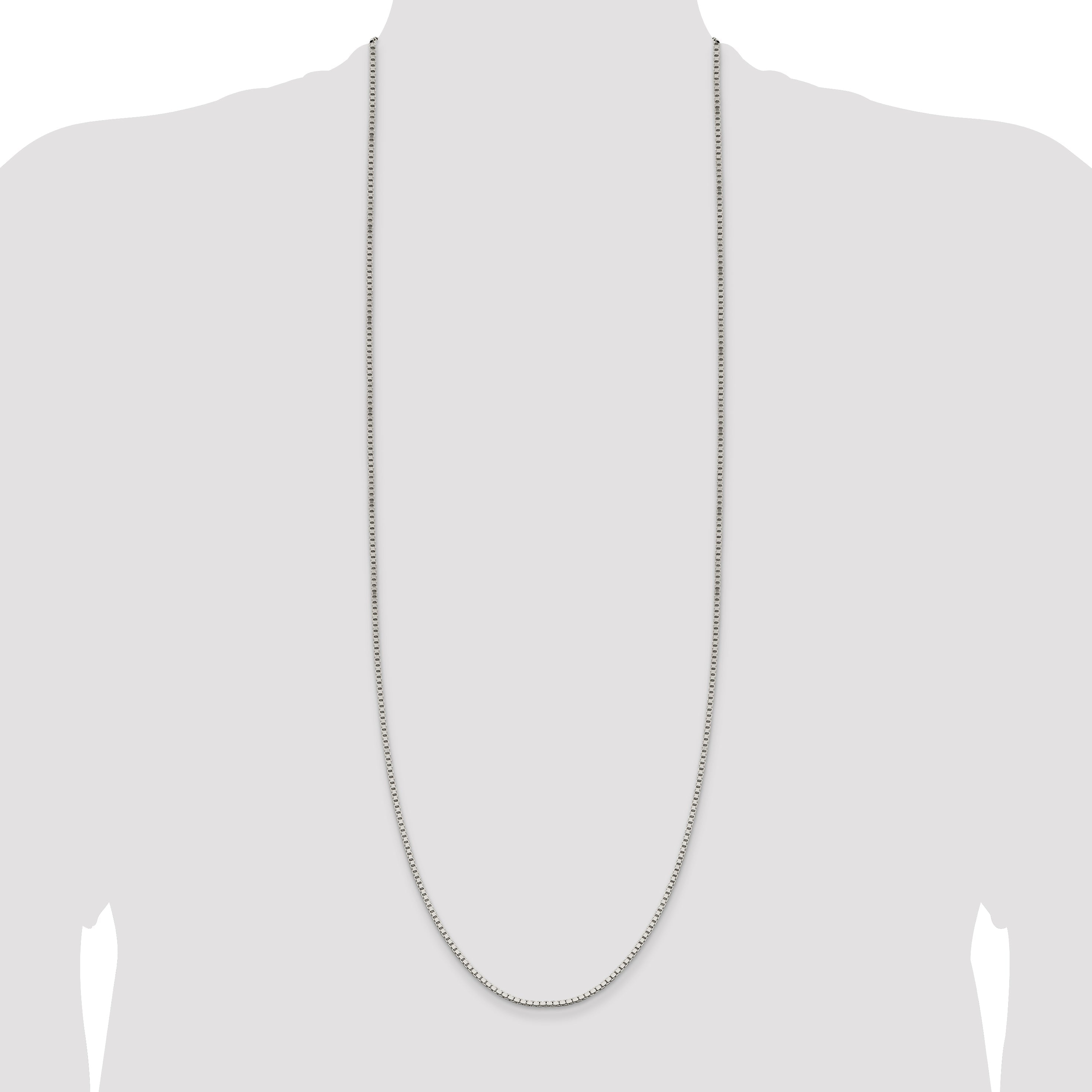 36 Inch Sterling Silver 1.9mm Box Chain Necklace