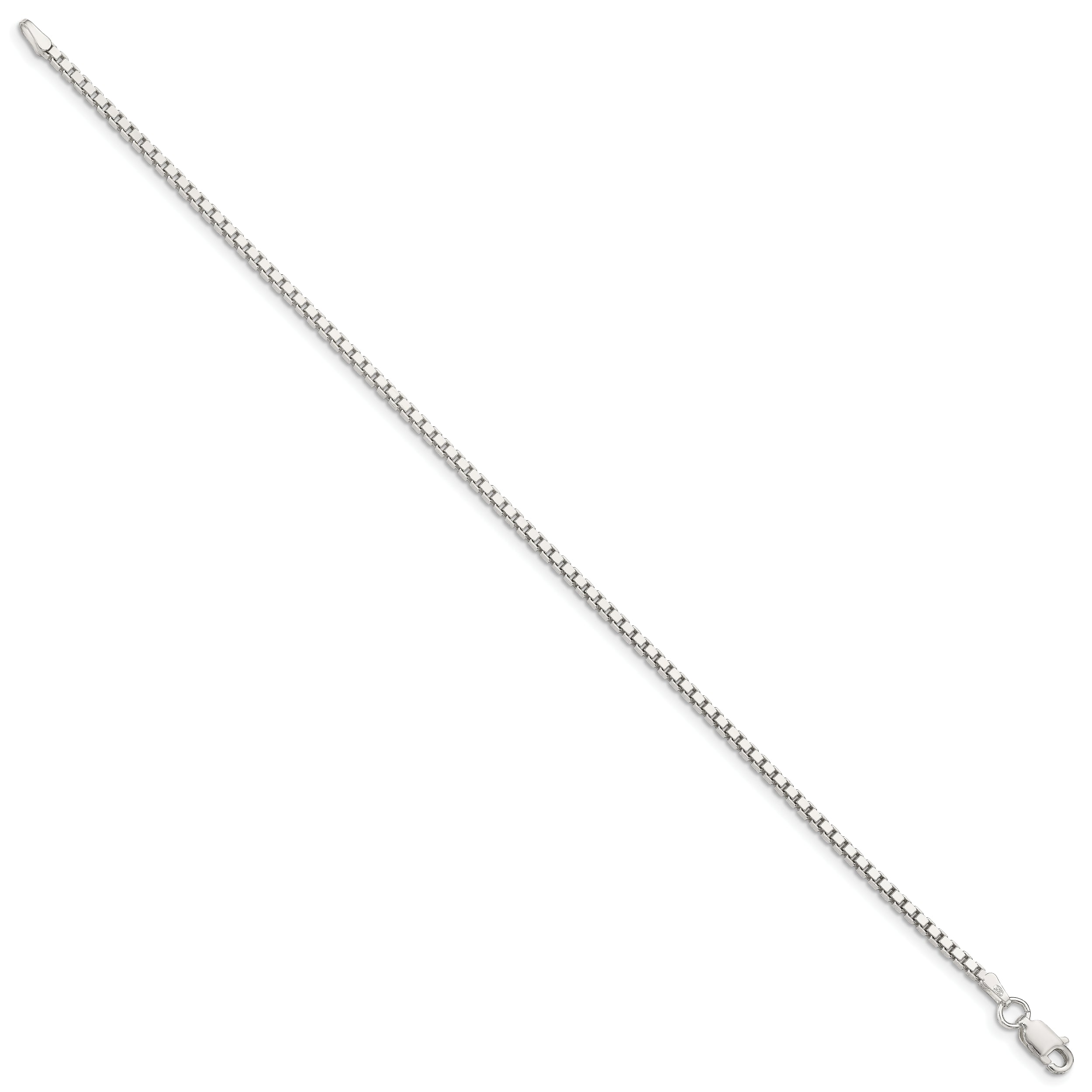 7 Inch Sterling Silver 1.9mm Box Chain Bracelet