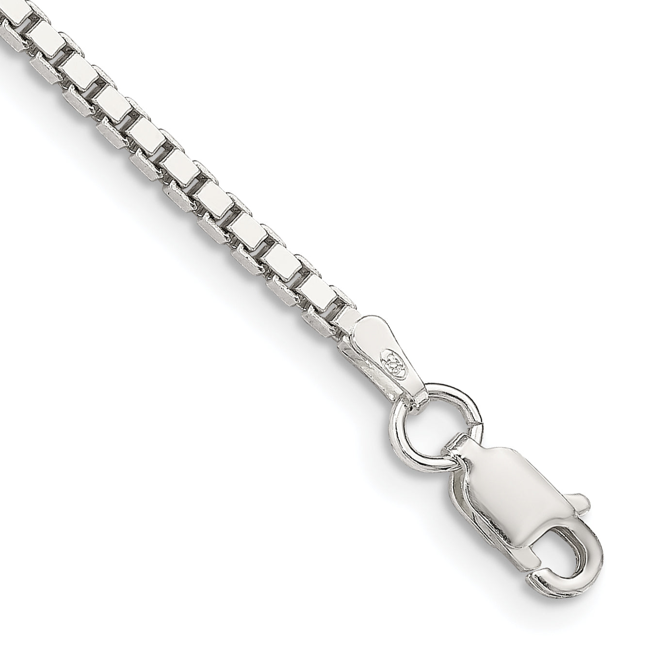 8 Inch Sterling Silver 1.9mm Box Chain Bracelet