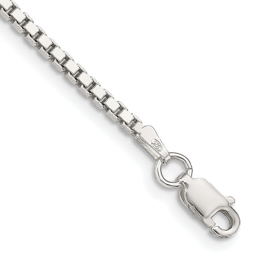 8 Inch Sterling Silver 1.9mm Box Chain Bracelet