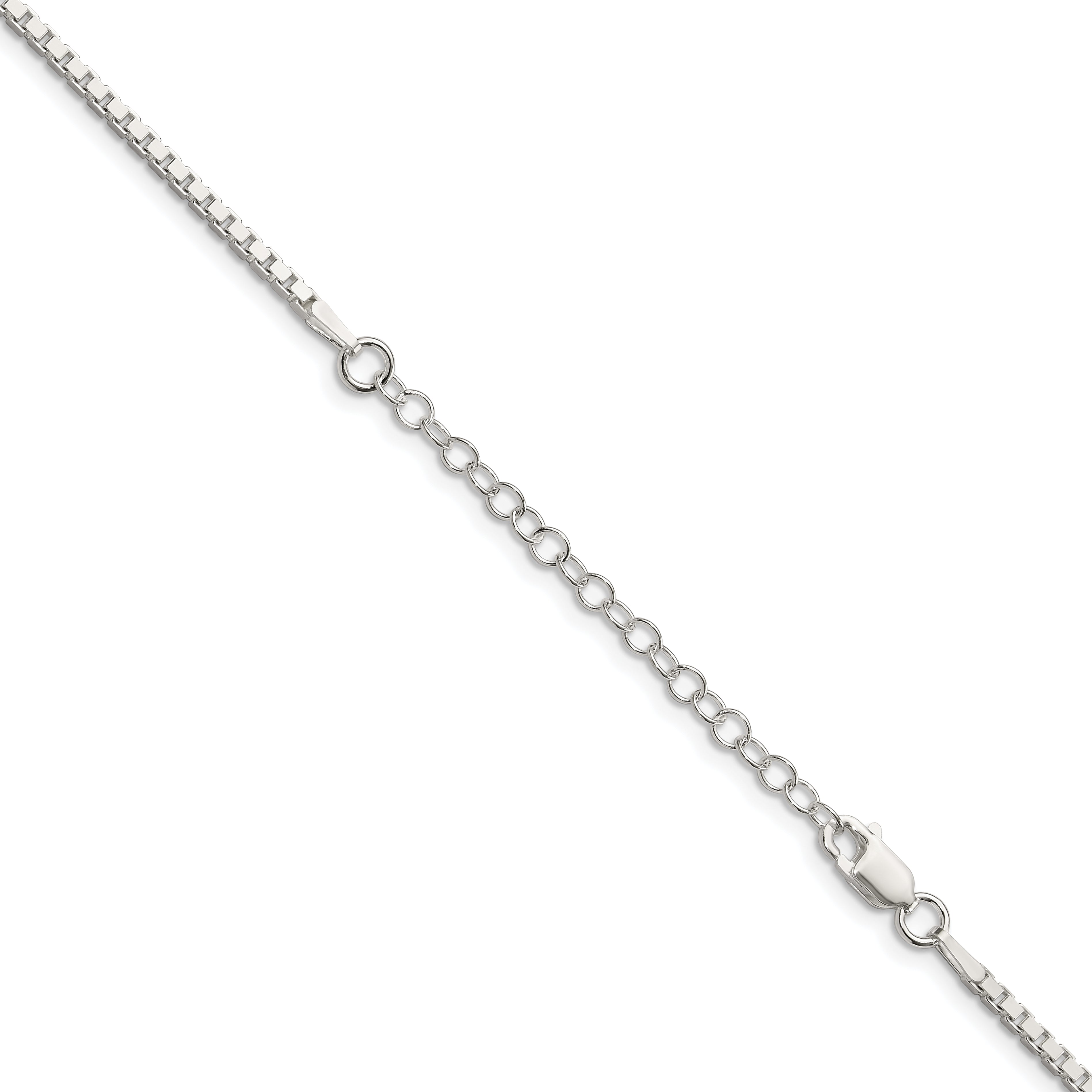 18 Inch Sterling Silver 1.9mm Box Chain W/2In Ext.