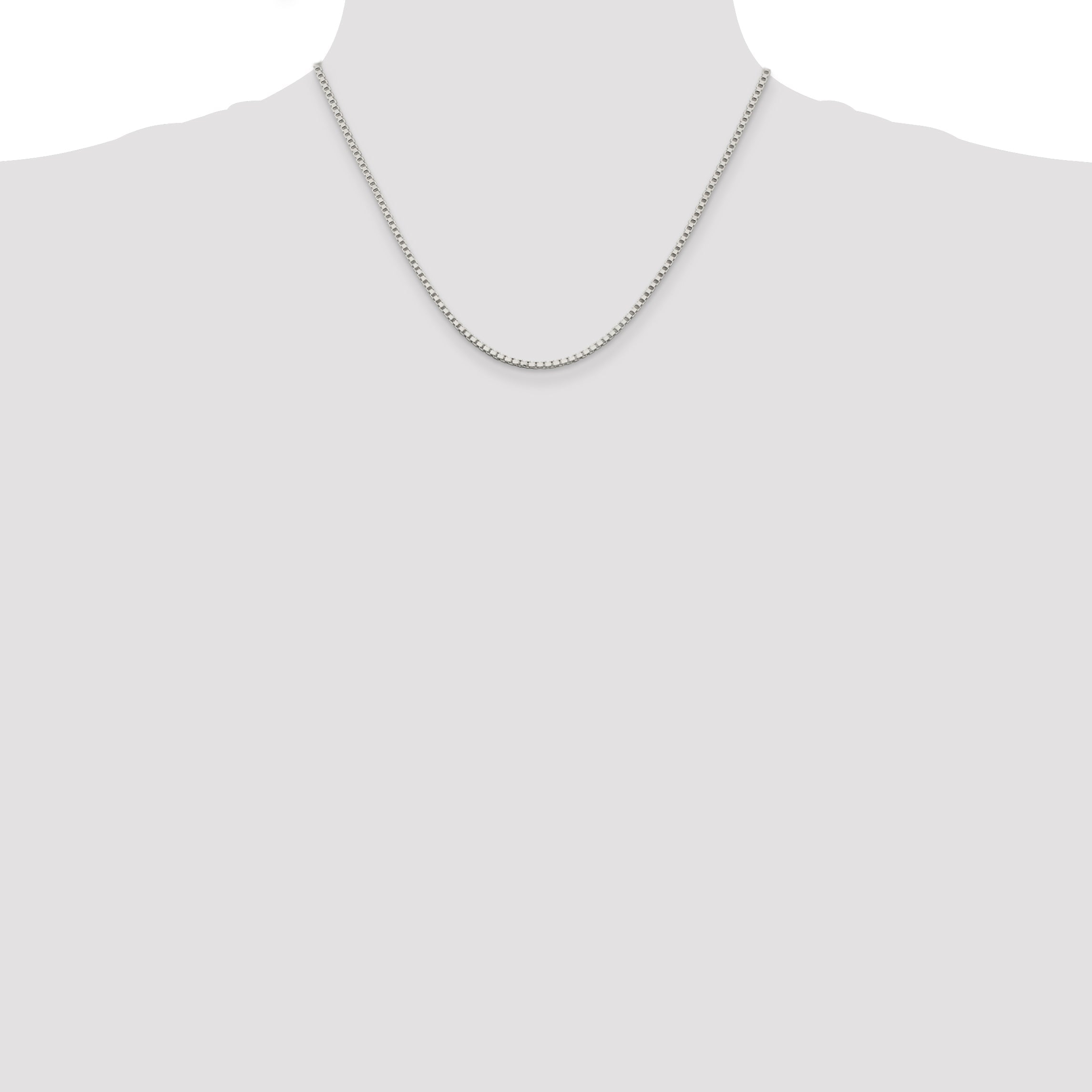 18 Inch Sterling Silver 2mm Box Chain W/2In Ext.
