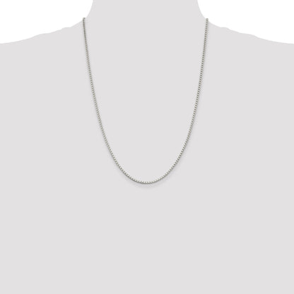 24 Inch Sterling Silver 2mm Box Chain Necklace