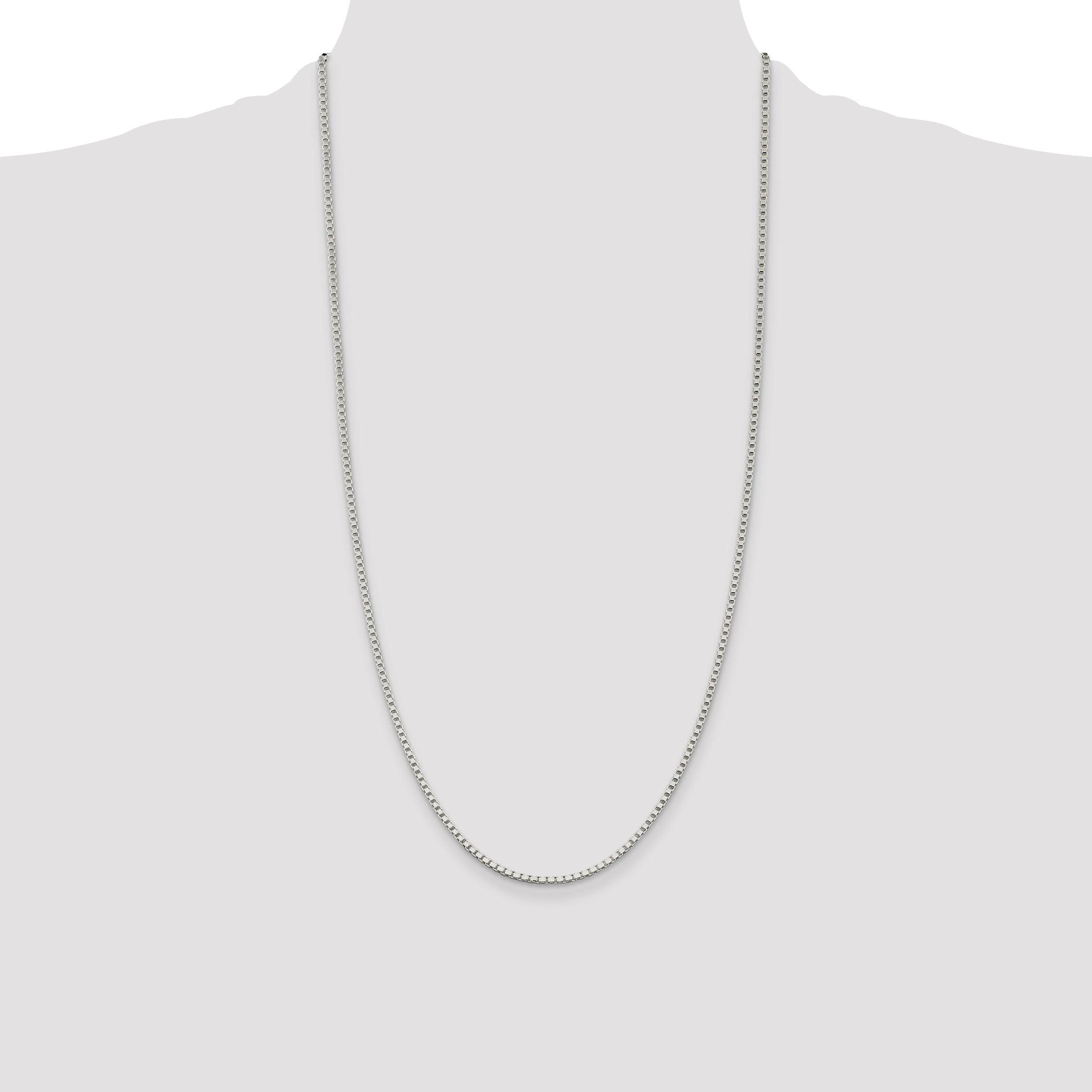 28 Inch Sterling Silver 2mm Box Chain Necklace