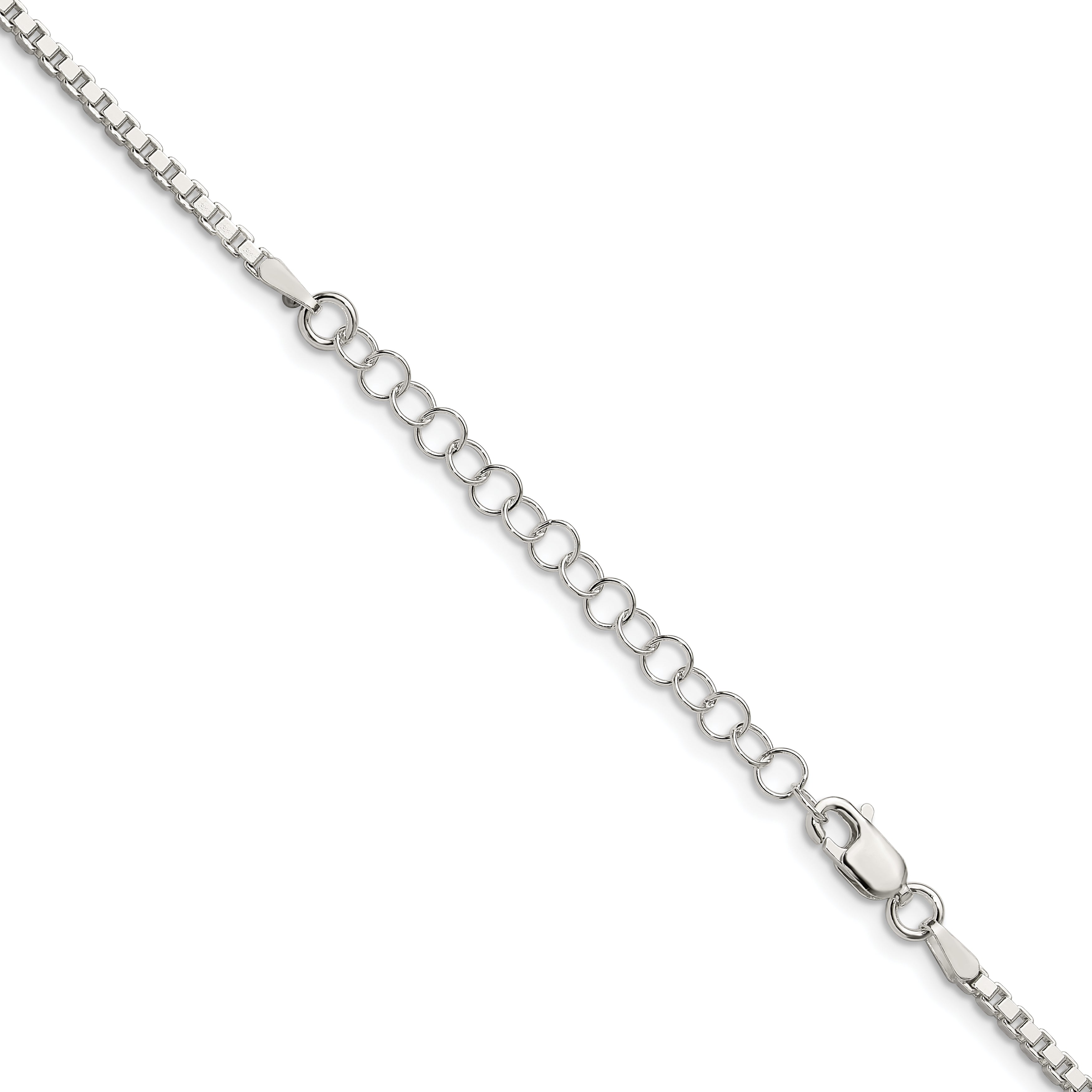 18 Inch Sterling Silver 2mm Box Chain W/2In Ext.