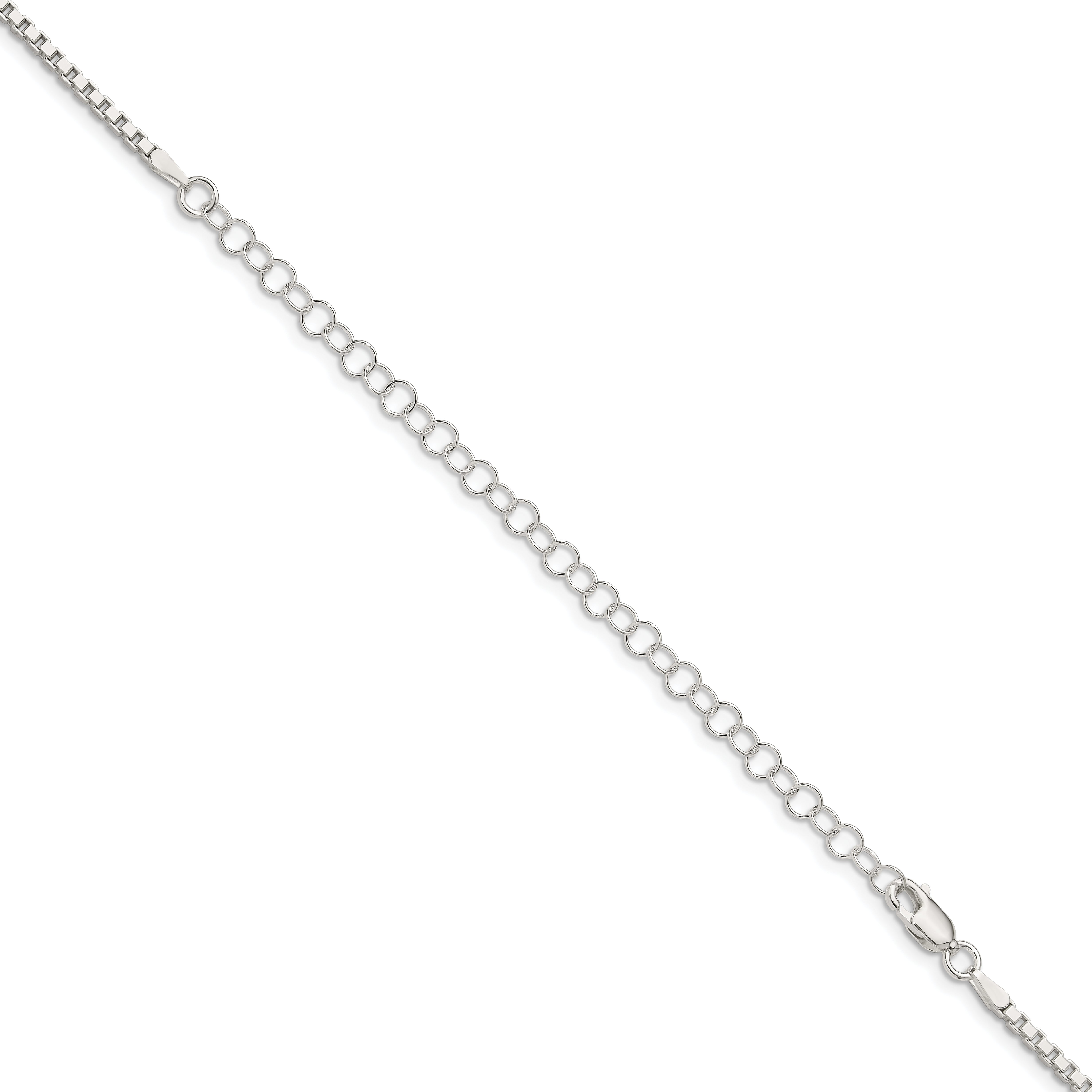 22 Inch Sterling Silver 2mm Box Chain W/4In Ext.