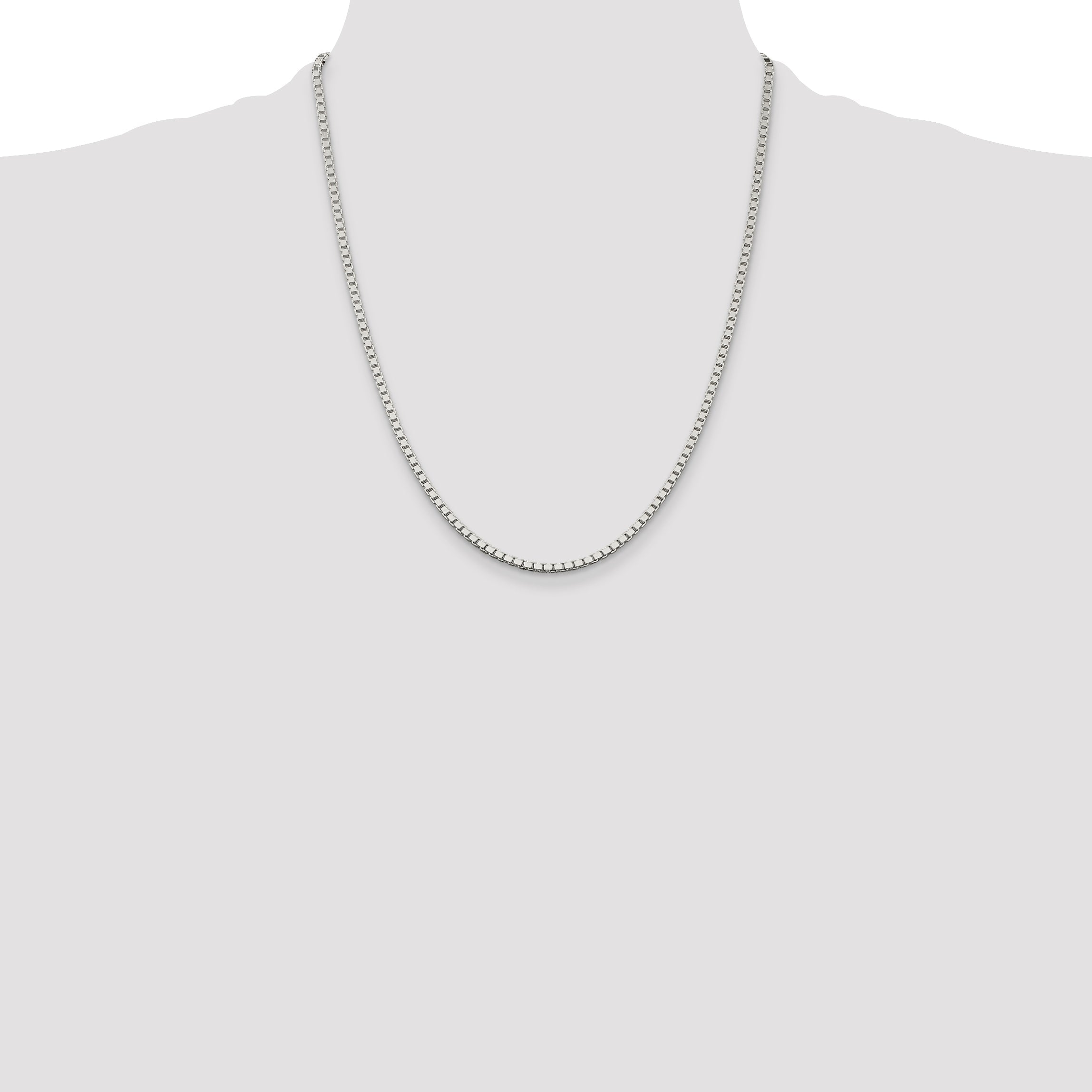 22 Inch Sterling Silver 2.5mm Box Chain Necklace