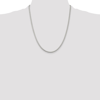 22 Inch Sterling Silver 2.5mm Box Chain Necklace