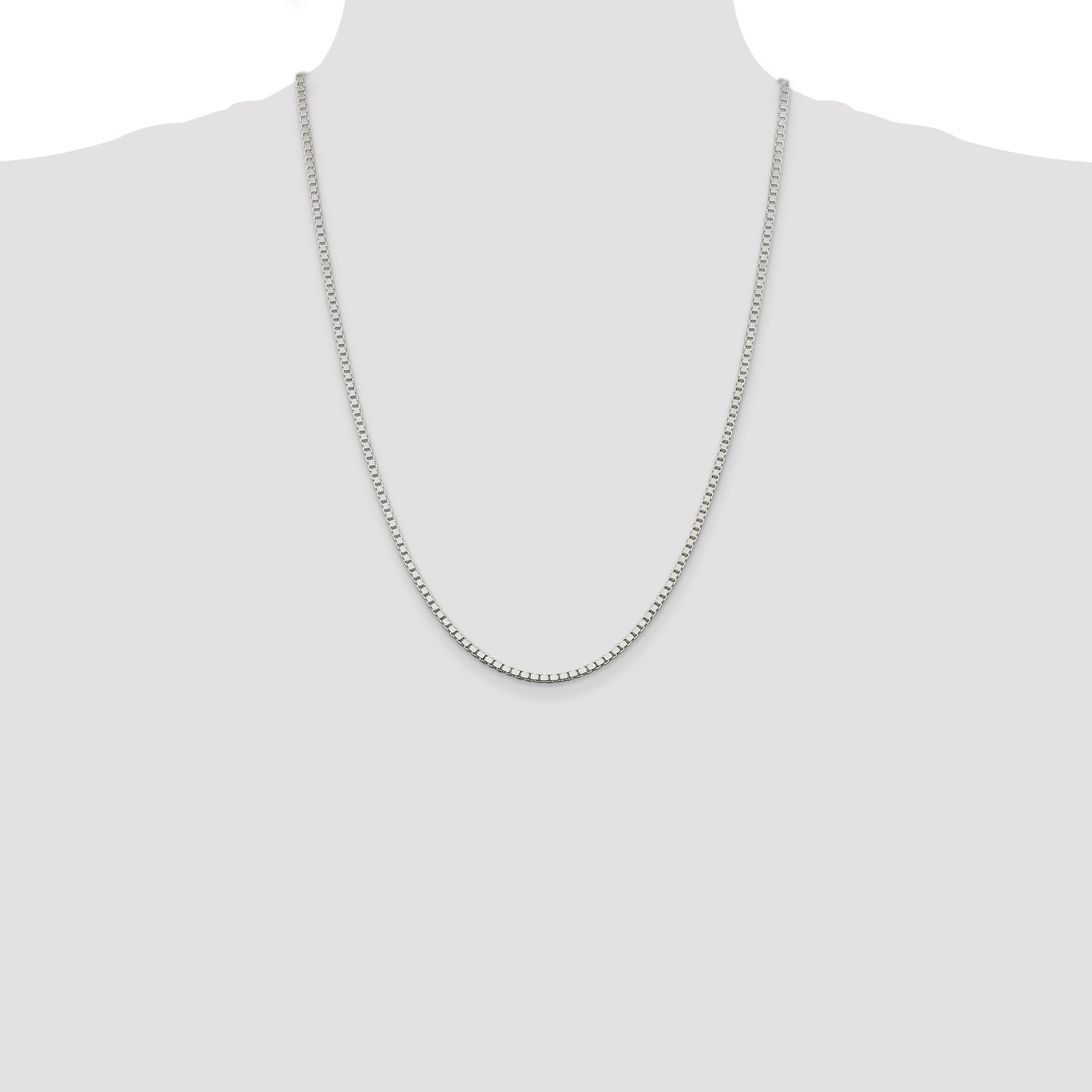 24 Inch Sterling Silver 2.5mm Box Chain Necklace