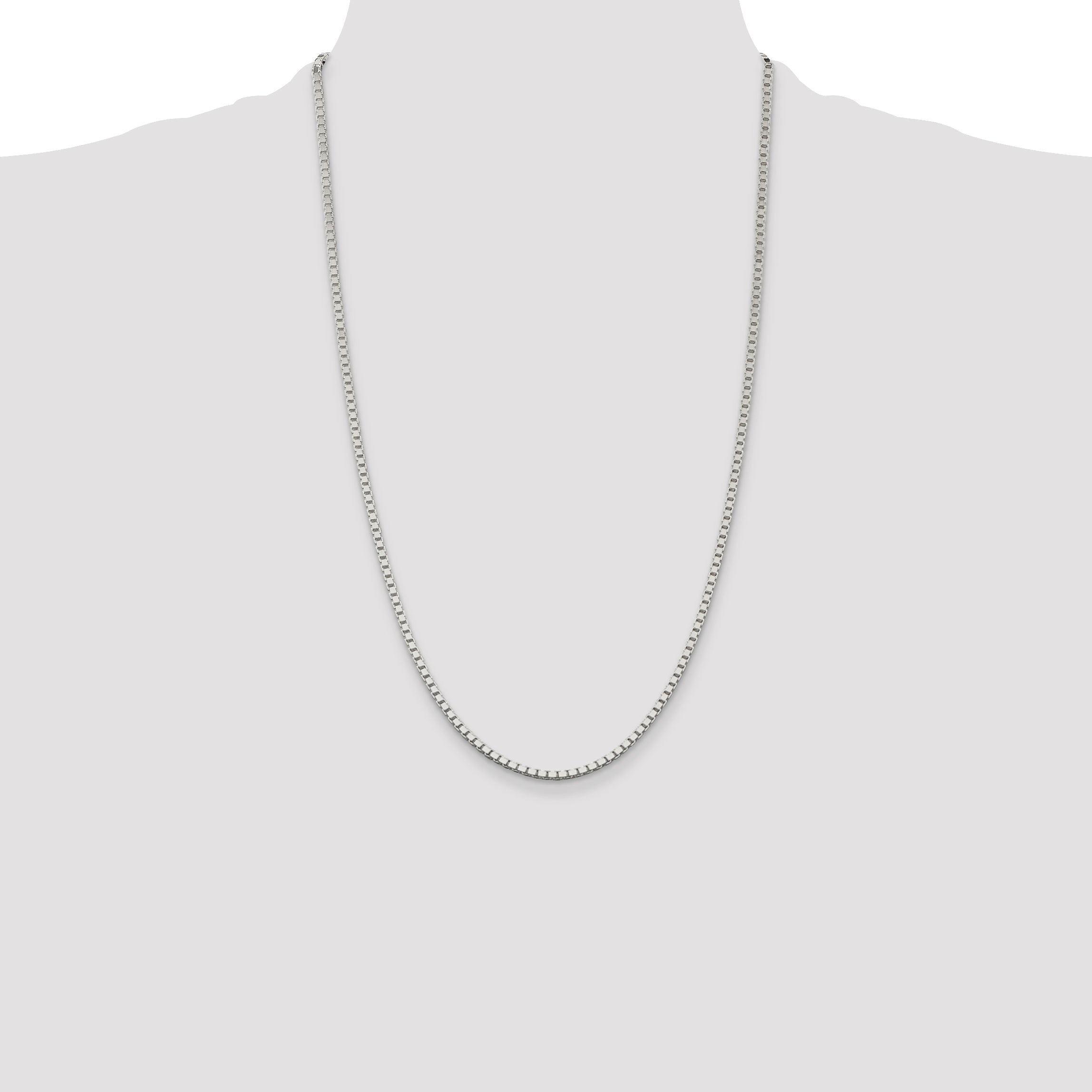 26 Inch Sterling Silver 2.5mm Box Chain Necklace