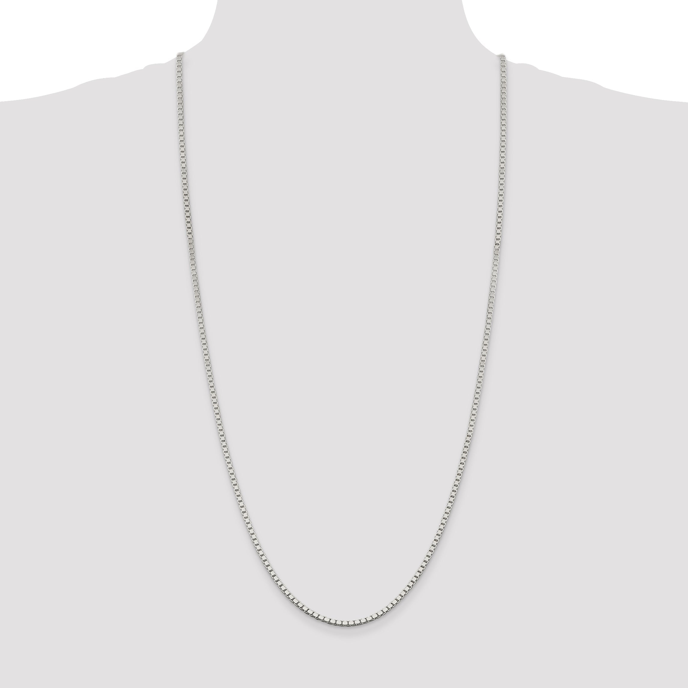 30 Inch Sterling Silver 2.5mm Box Chain Necklace