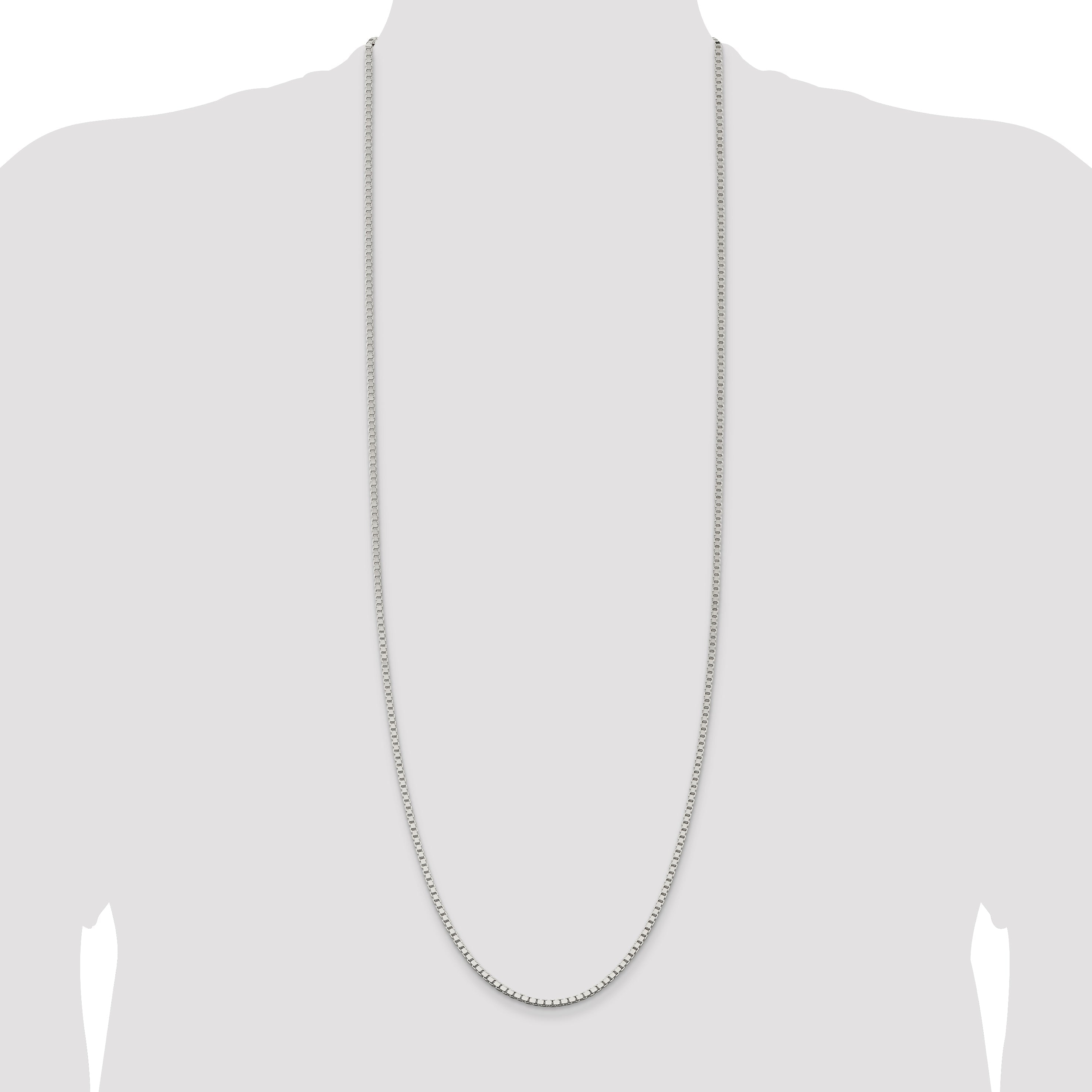 36 Inch Sterling Silver 2.5mm Box Chain Necklace