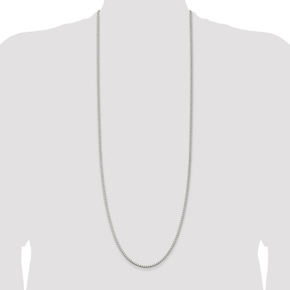 36 Inch Sterling Silver 2.5mm Box Chain Necklace