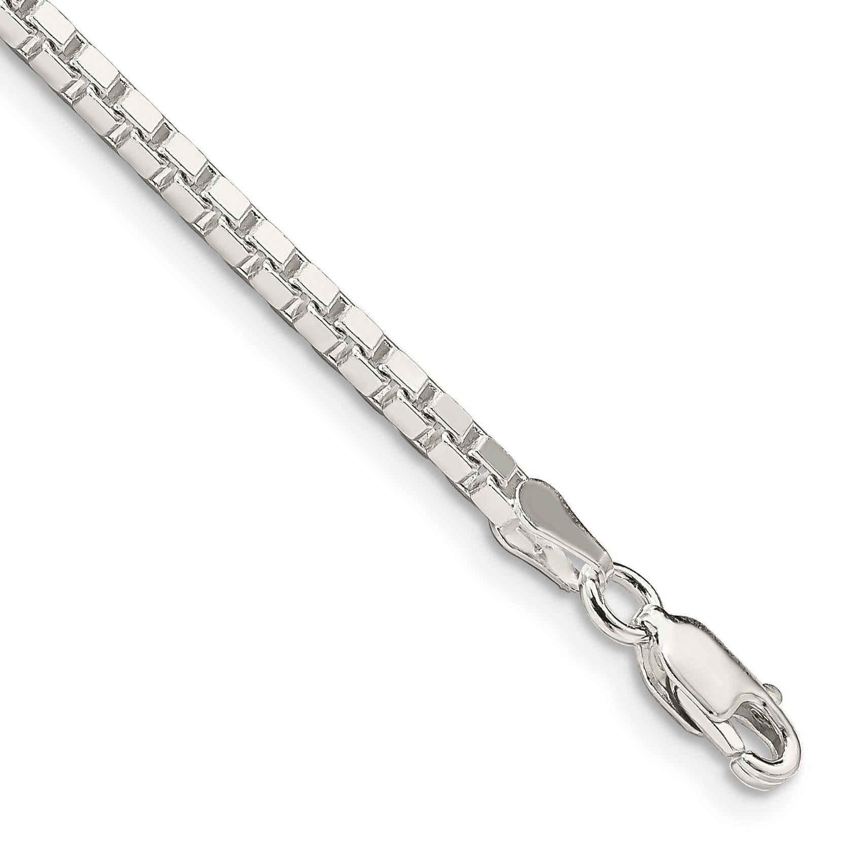 8 Inch Sterling Silver 2.5mm Box Chain Bracelet