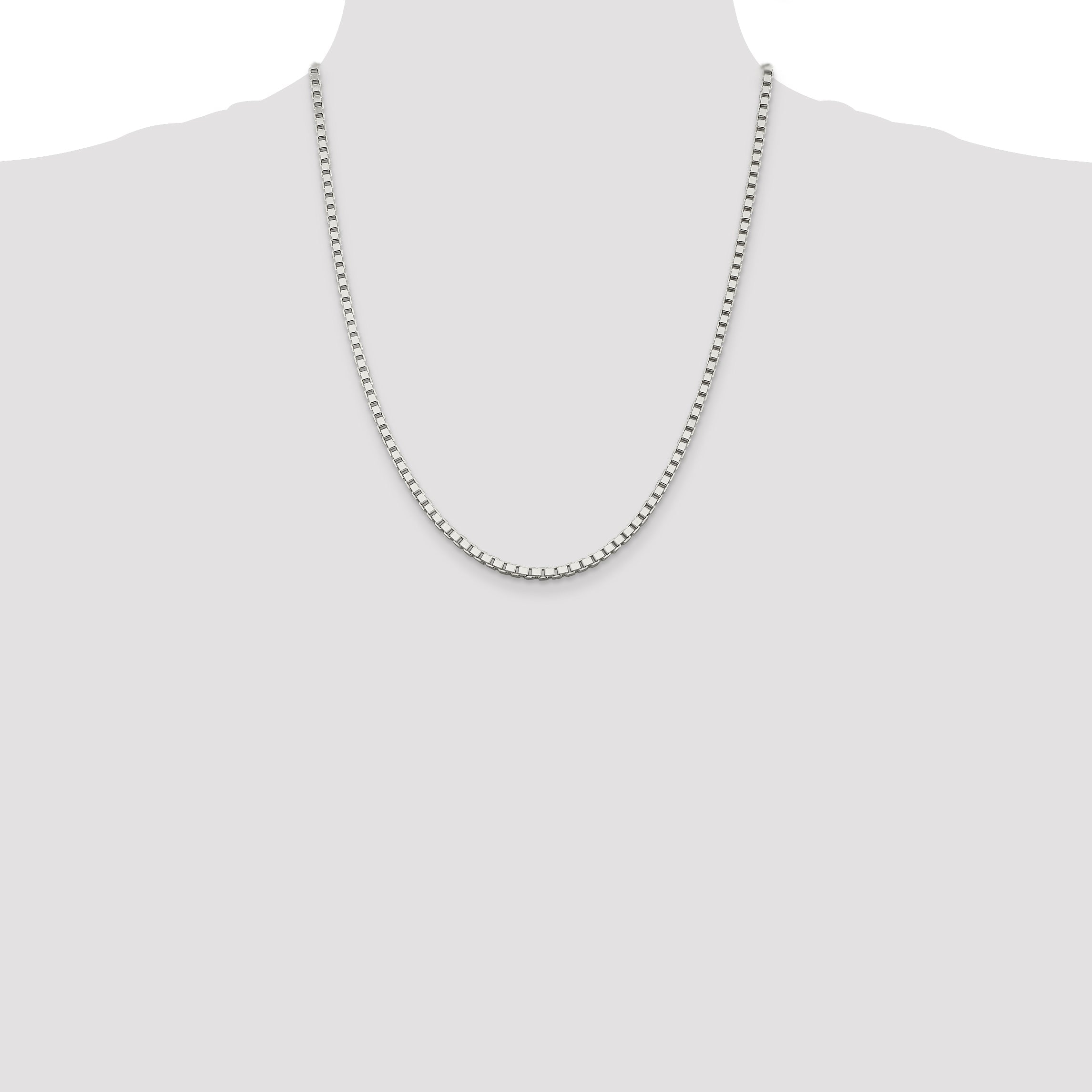 22 Inch Sterling Silver 3mm Box Chain Necklace